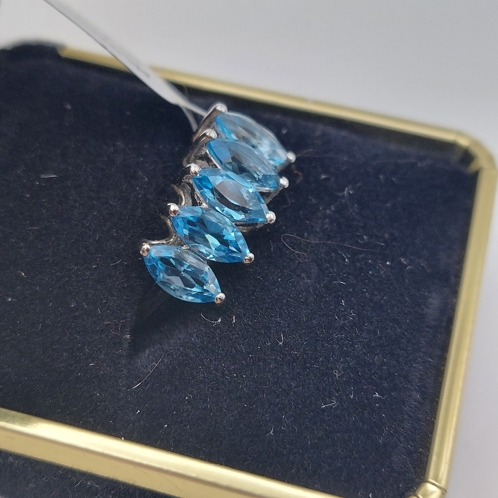 NWT 925 Swiss Blue Topaz sz7 Ring, Anabella Collection, has Cert Of Authenticity - Picture 10 of 16